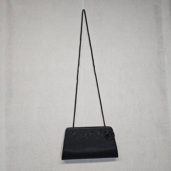 Jessica McClintock Black Satin Evening Bag - Picture 2 of 8